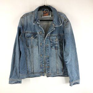 Nine 2 Nine Mens Vintage Denim Jacket Retro Trucker Cotton Medium Wash Blue L